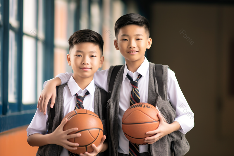 课外活动两个男孩子准备去打篮球,高清,摄影图,摄影图片,图片大全,摄影图免费下载